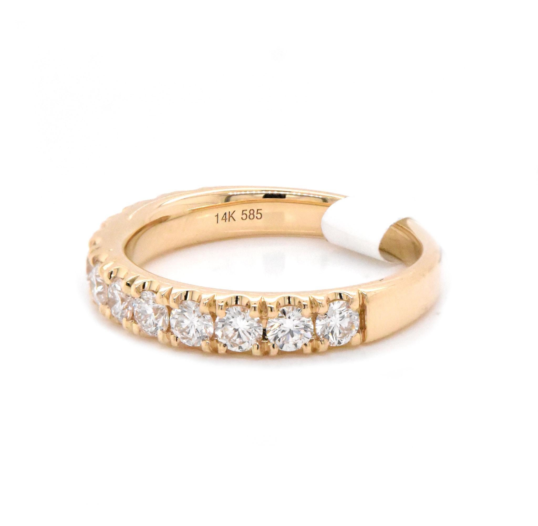 Round Cut 14 Karat Yellow Gold Diamond Band