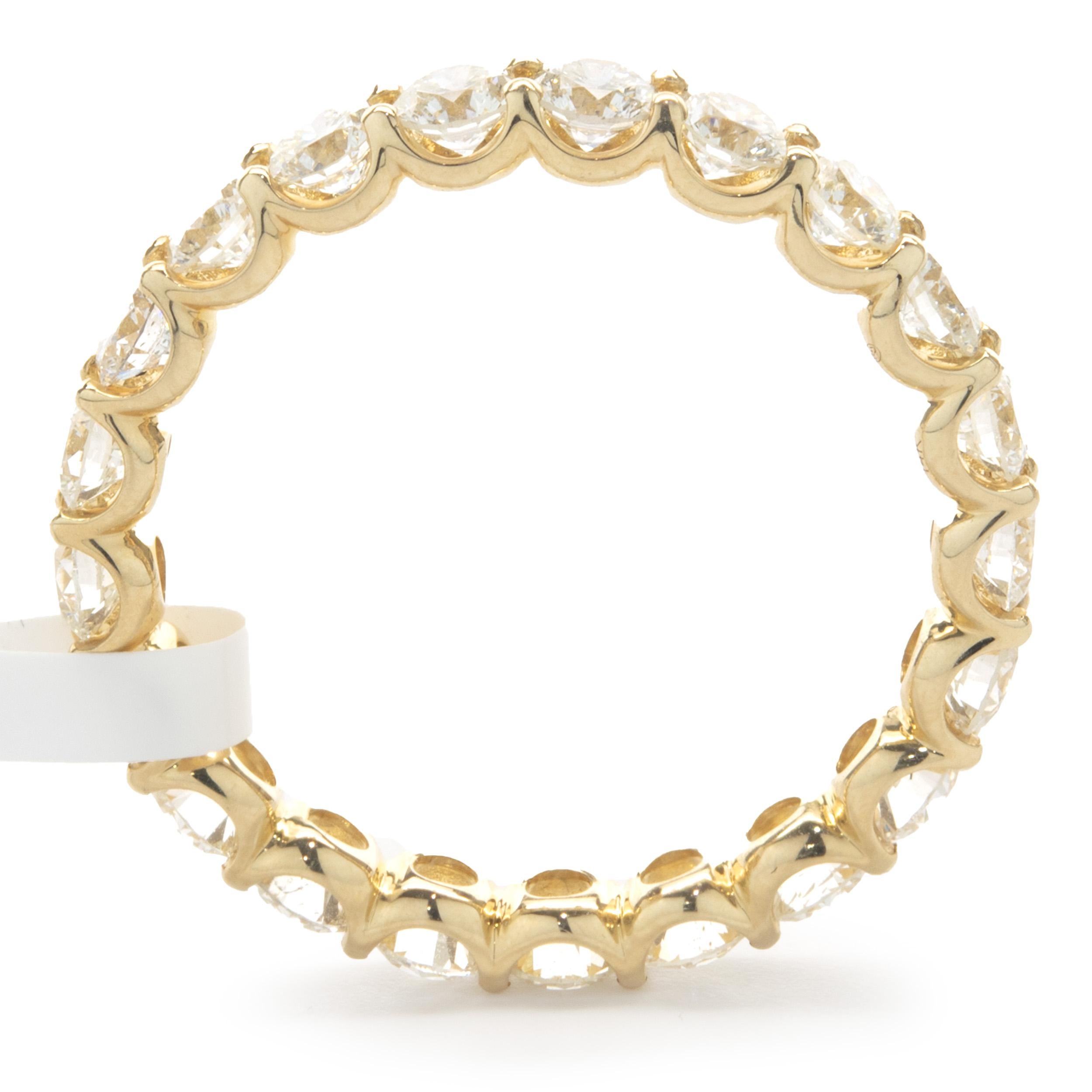 Round Cut 14 Karat Yellow Gold Diamond Band