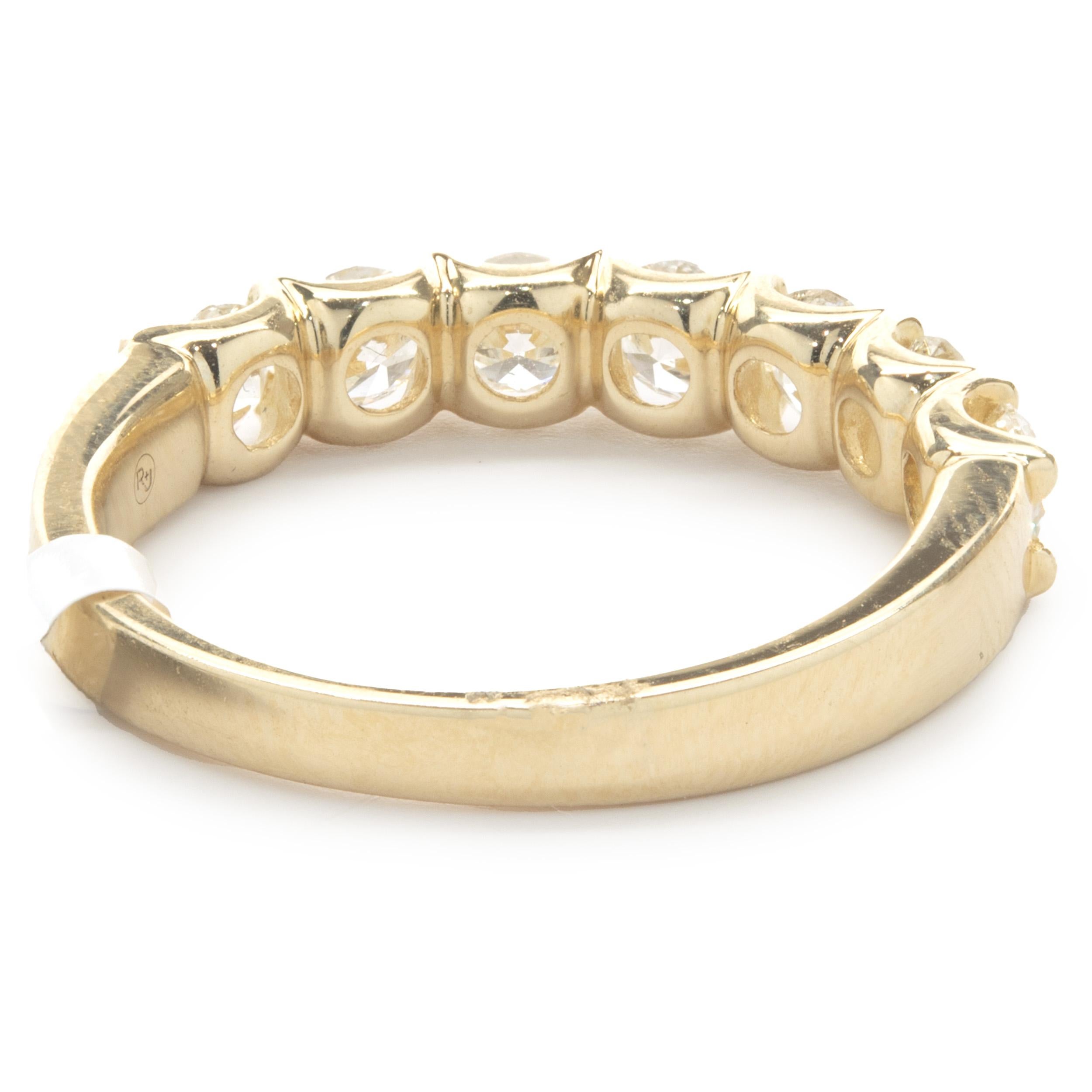 Round Cut 14 Karat Yellow Gold Diamond Band