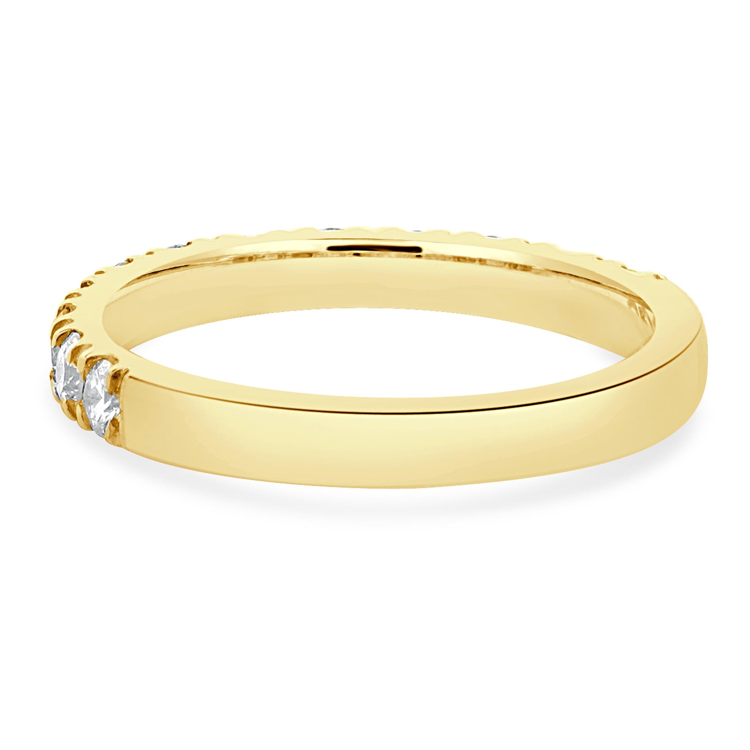 Round Cut 14 Karat Yellow Gold Diamond Band For Sale