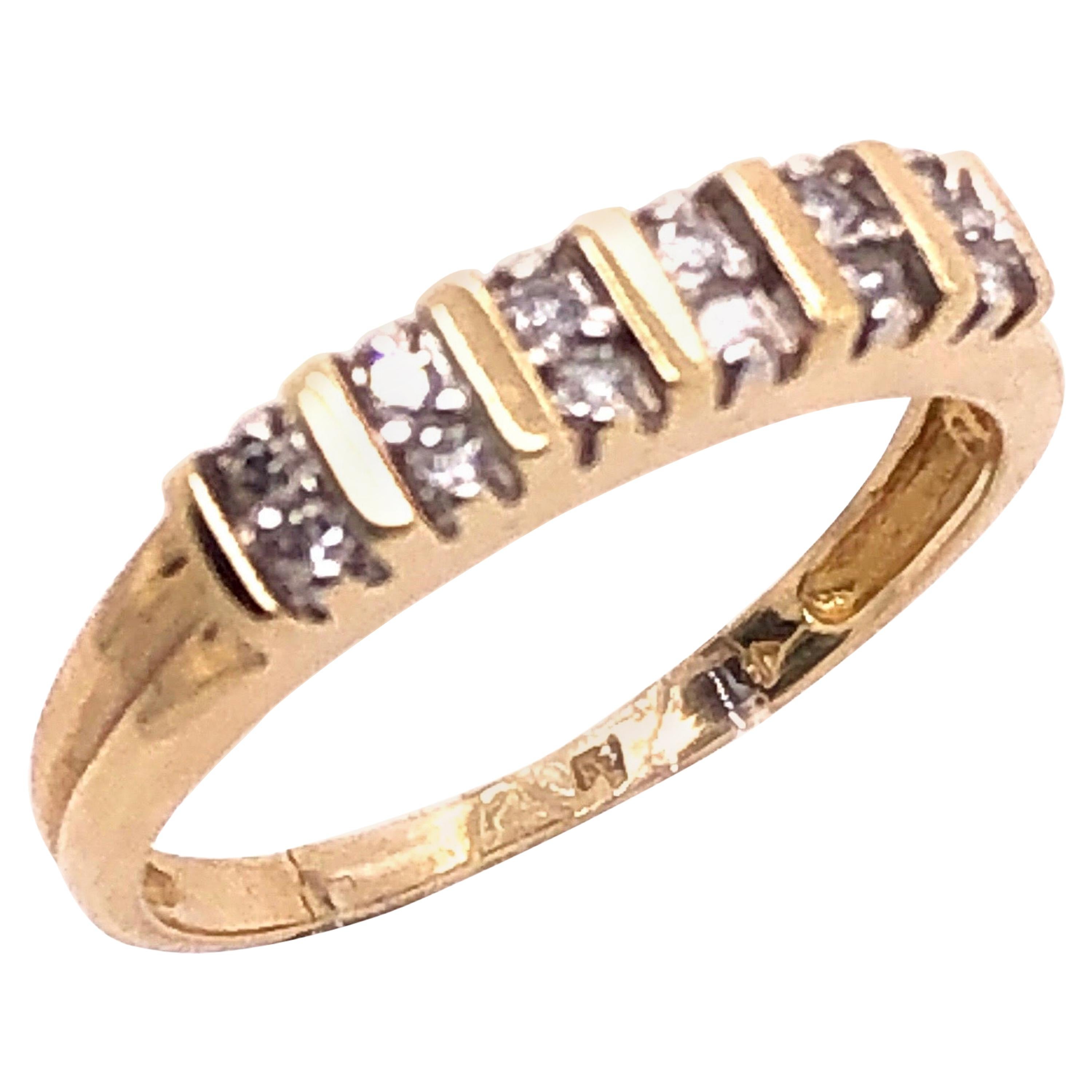 14 Karat Yellow Gold Diamond Band Ring Wedding Anniversary For Sale