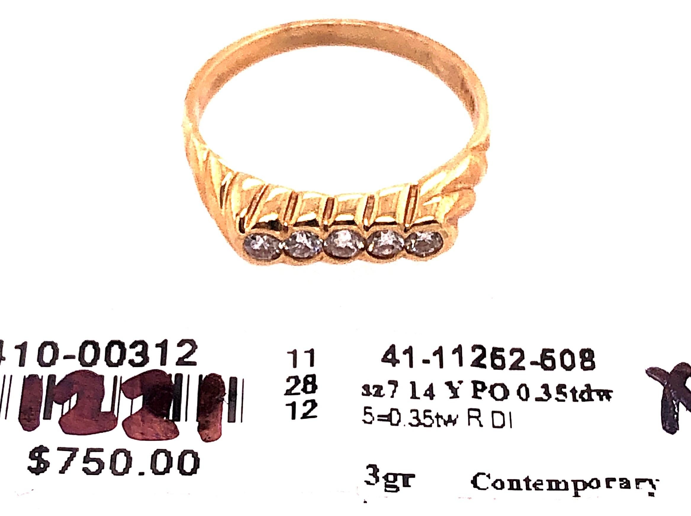 14 Karat Yellow Gold Diamond Band Wedding Anniversary Bridal Ring For Sale 1