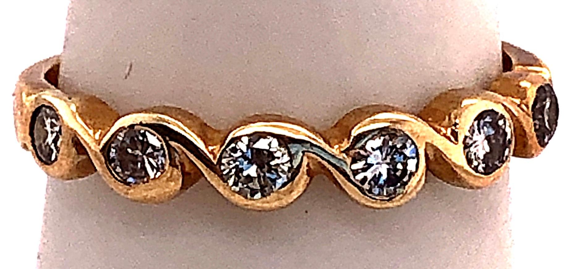 14 Karat Yellow Gold Diamond Band Wedding Bridal Anniversary Ring Size 7.
6 piece round diamonds 
1.96 grams total weight.