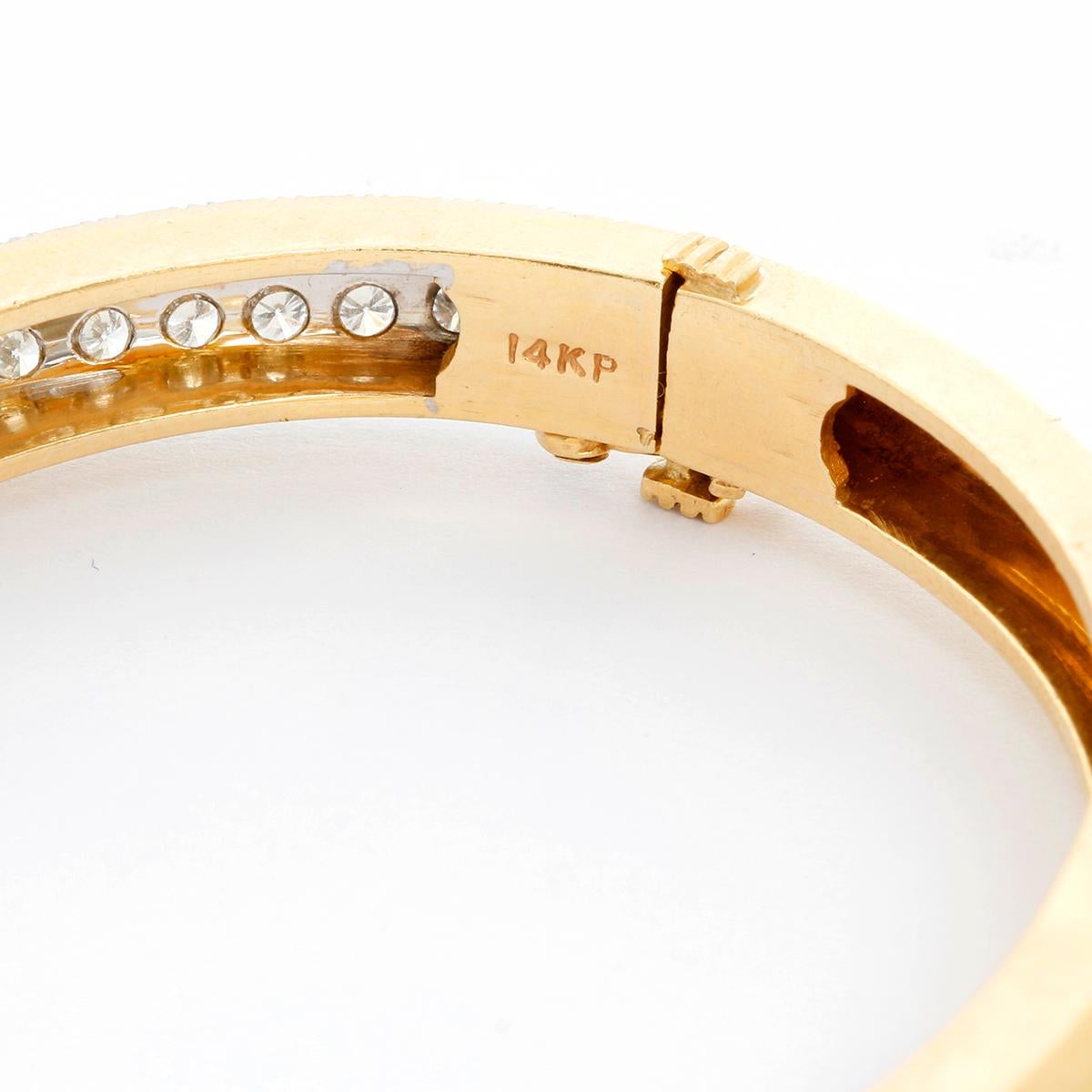 Women's 14 Karat Yellow Gold Diamond Bangle Bracelet
