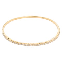 14 Karat Yellow Gold Diamond Bangle Bracelet