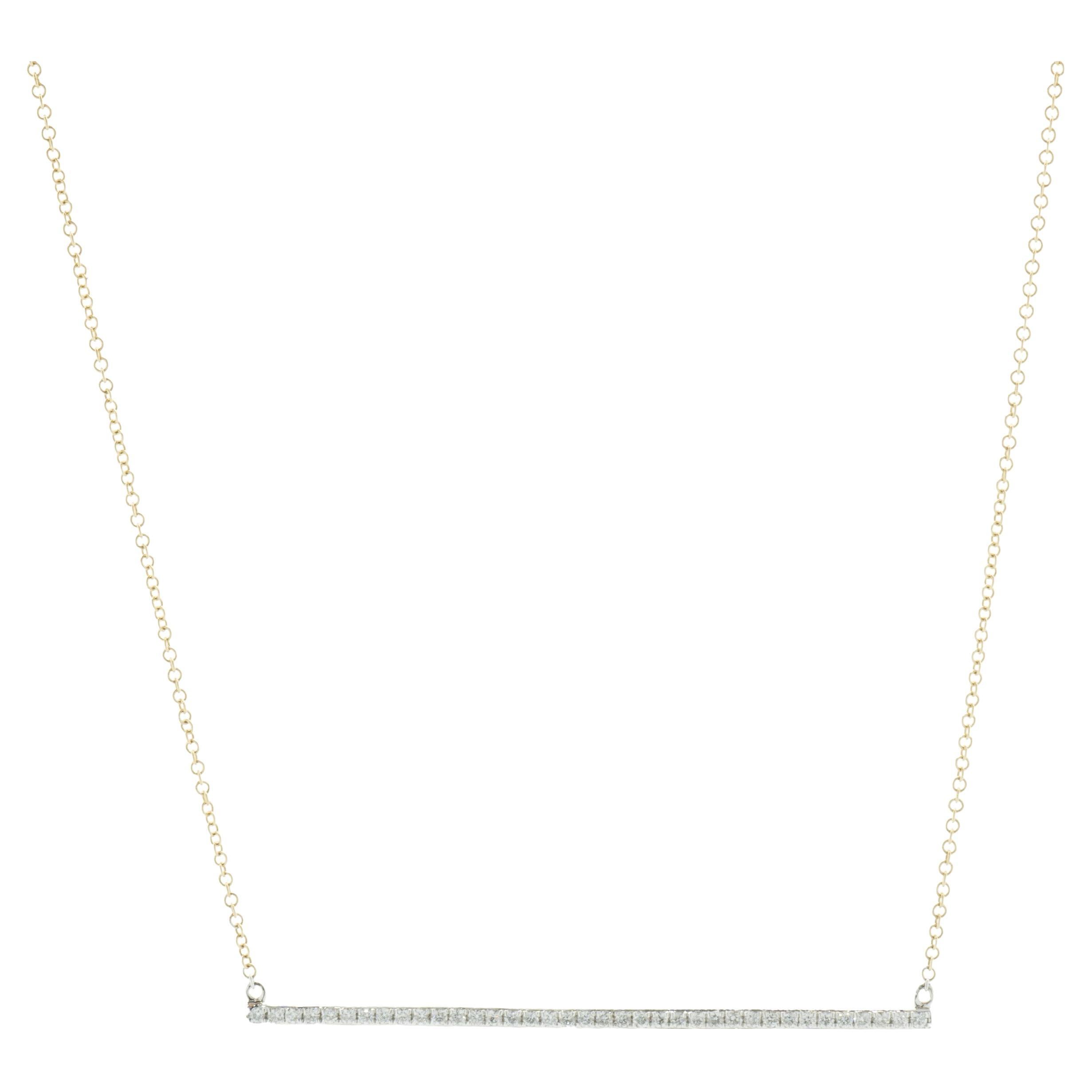 14 Karat Gelbgold Diamant-Bar-Halskette