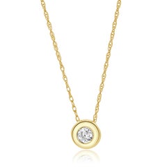 14 Karat Yellow Gold Diamond Bezel Set Necklace
