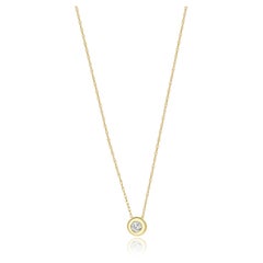 14 Karat Yellow Gold Diamond Bezel Set Necklace
