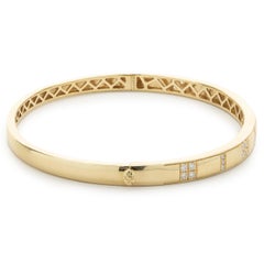 18 Karat Yellow Gold Diamond Block Bangle Bracelet