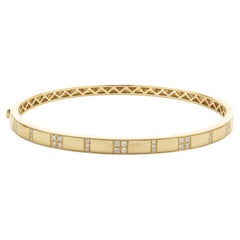 18 Karat Yellow Gold Diamond Block Bangle Bracelet