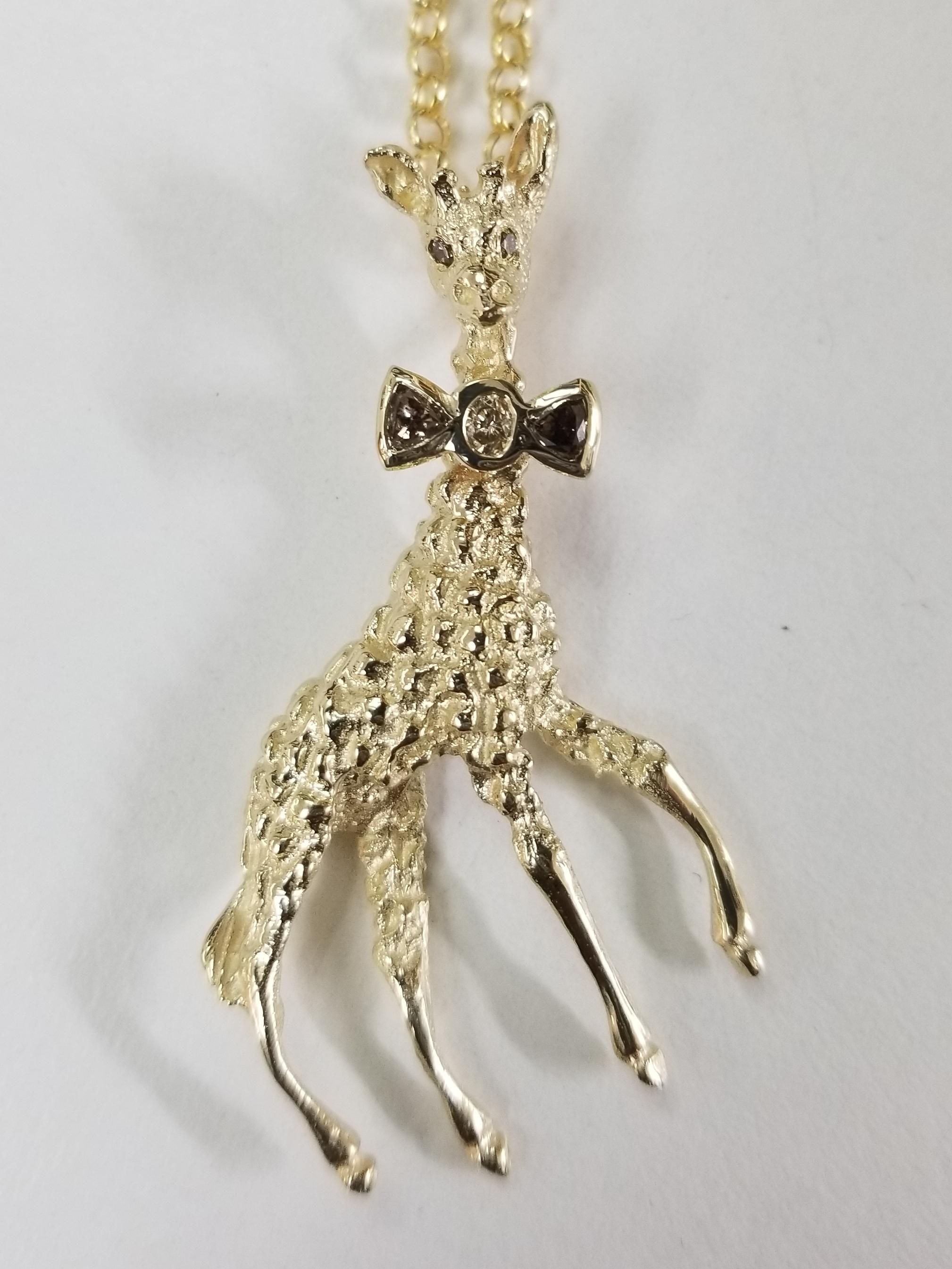 14 Karat Yellow Gold Diamond Bow Tie 