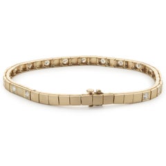 14 Karat Yellow Gold Diamond Box Link Tennis Bracelet