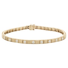 14 Karat Yellow Gold Diamond Box Link Tennis Bracelet