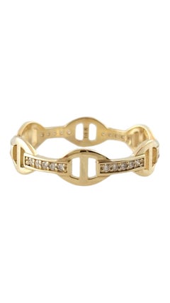 14 Karat Yellow Gold Diamond Buckle Band Ring Size 7 #17786