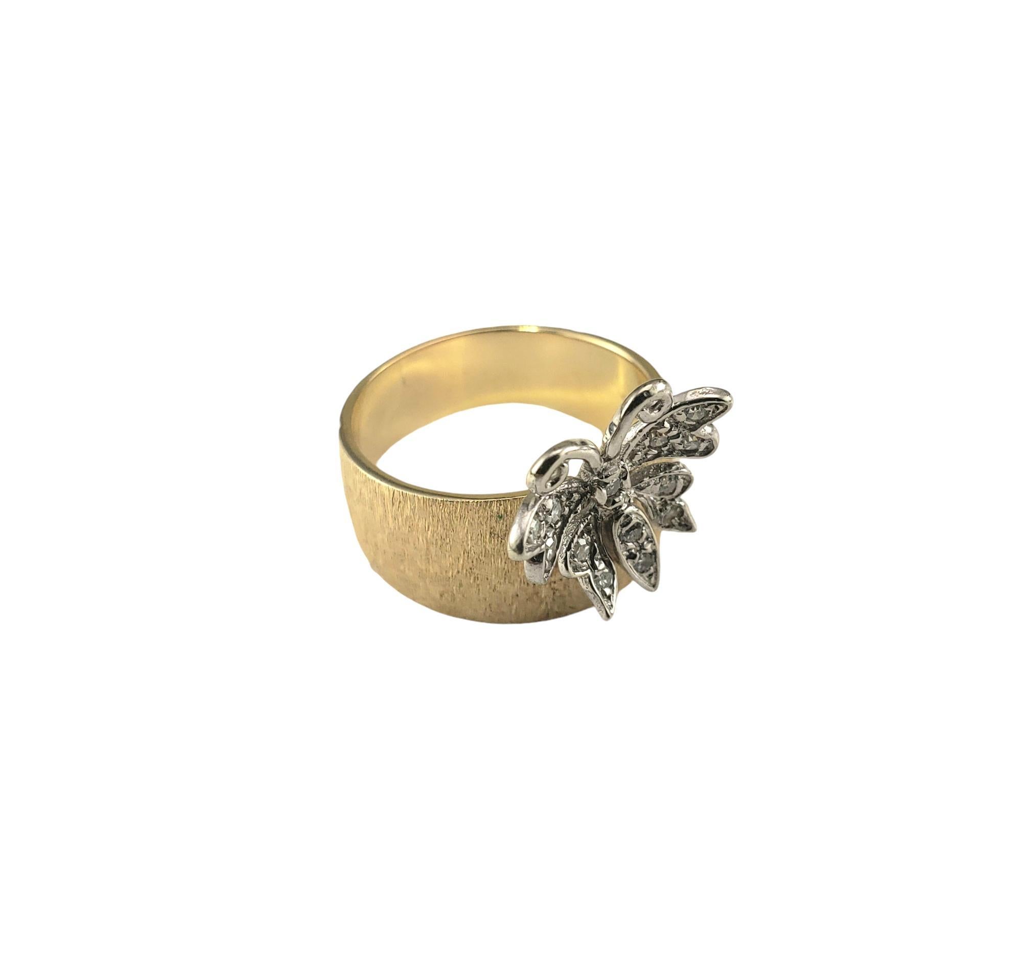 Taille simple Bague papillon en or jaune 14 carats avec diamants taille 7,25 #19214 en vente
