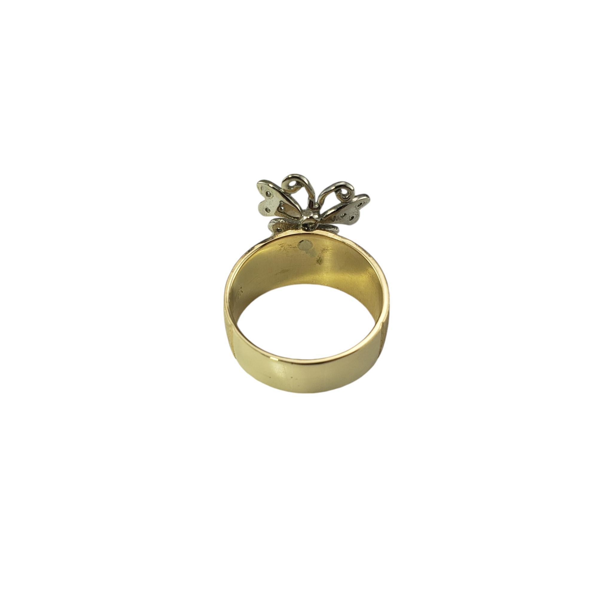 Bague papillon en or jaune 14 carats avec diamants taille 7,25 #19214 Bon état - En vente à Washington Depot, CT