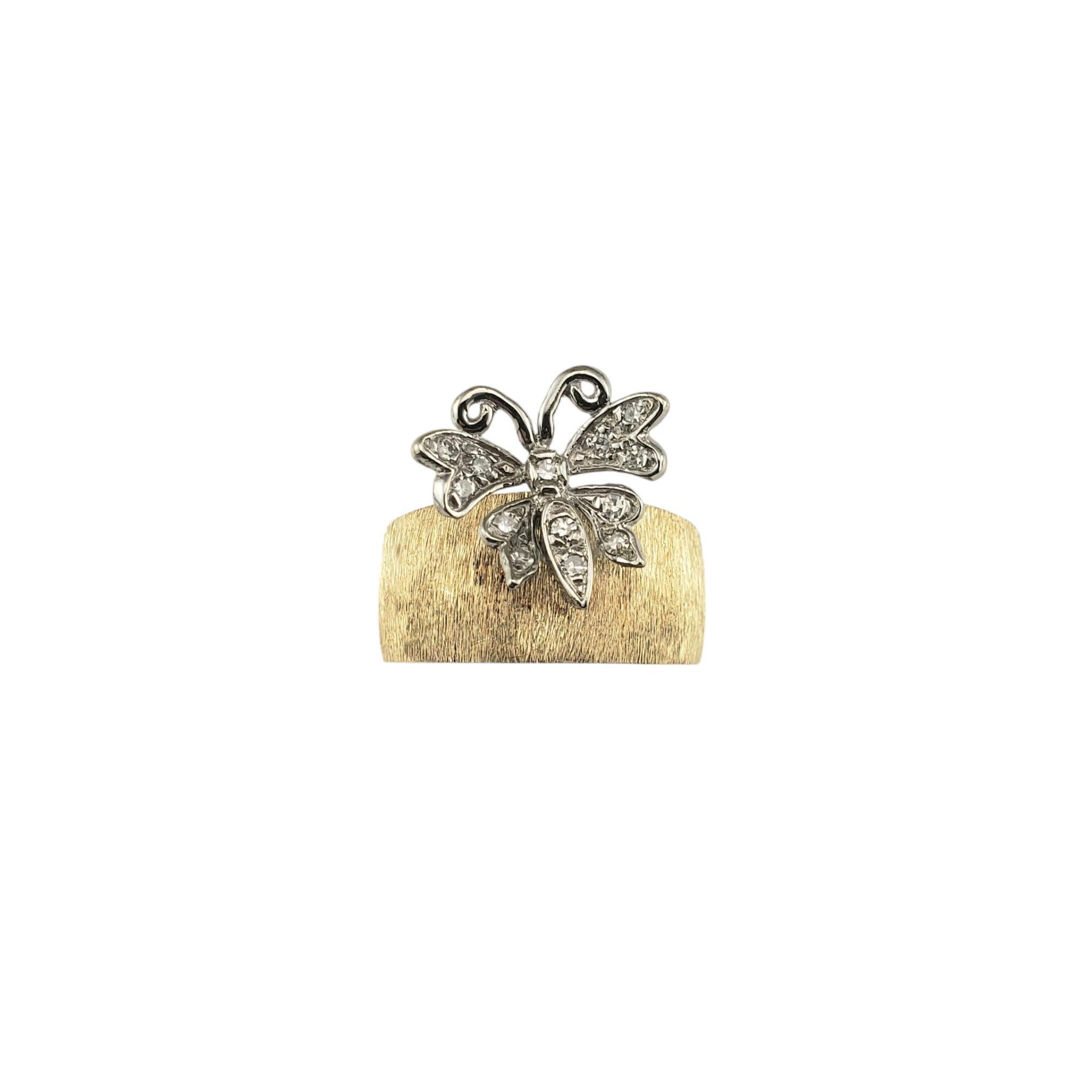 Anello a farfalla con diamante in oro giallo 14 carati misura 7,25 #19214