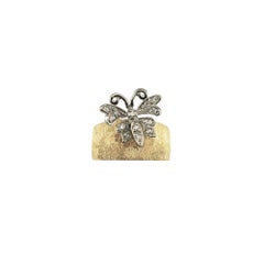Vintage 14 Karat Yellow Gold Diamond Butterfly Ring Size 7.25 #19214