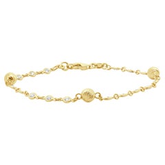 Pulsera Estación de Bolas de Diamantes en Oro Amarillo de 14 Kilates
