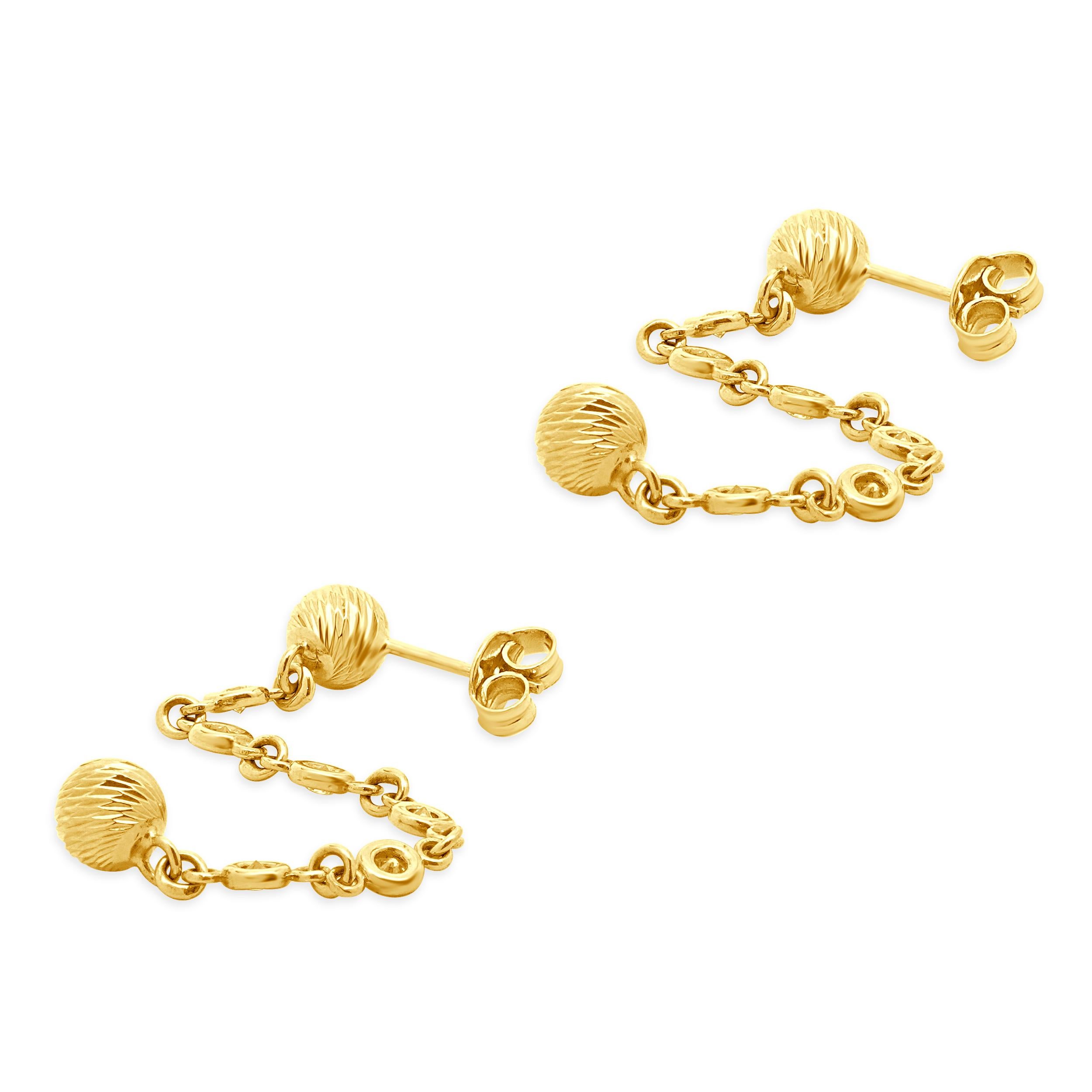 Boucles d'oreilles pendantes en or jaune 14 carats avec diamants à l'unité Excellent état - En vente à Scottsdale, AZ