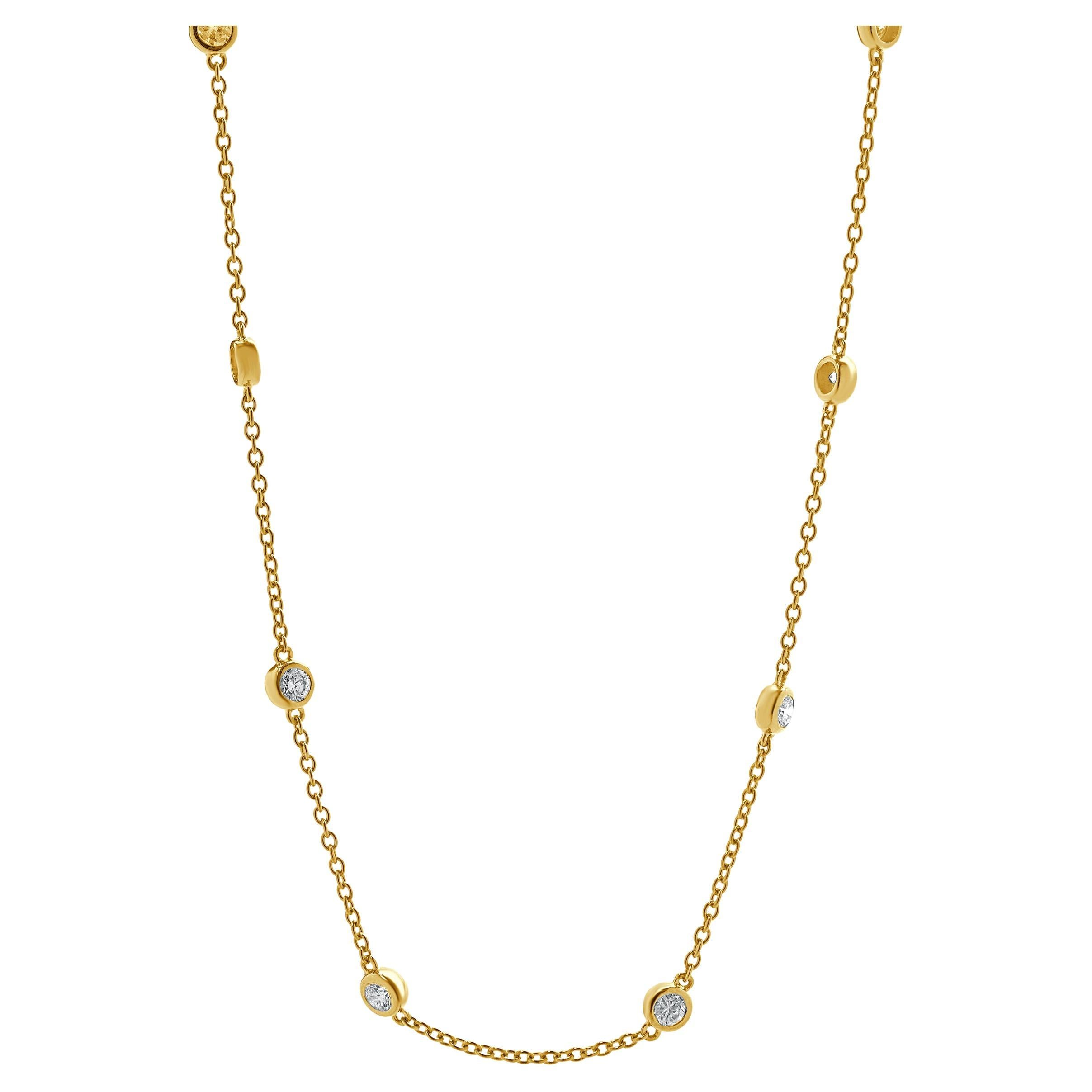 14 Karat Yellow Gold Diamond By The Yard Necklace