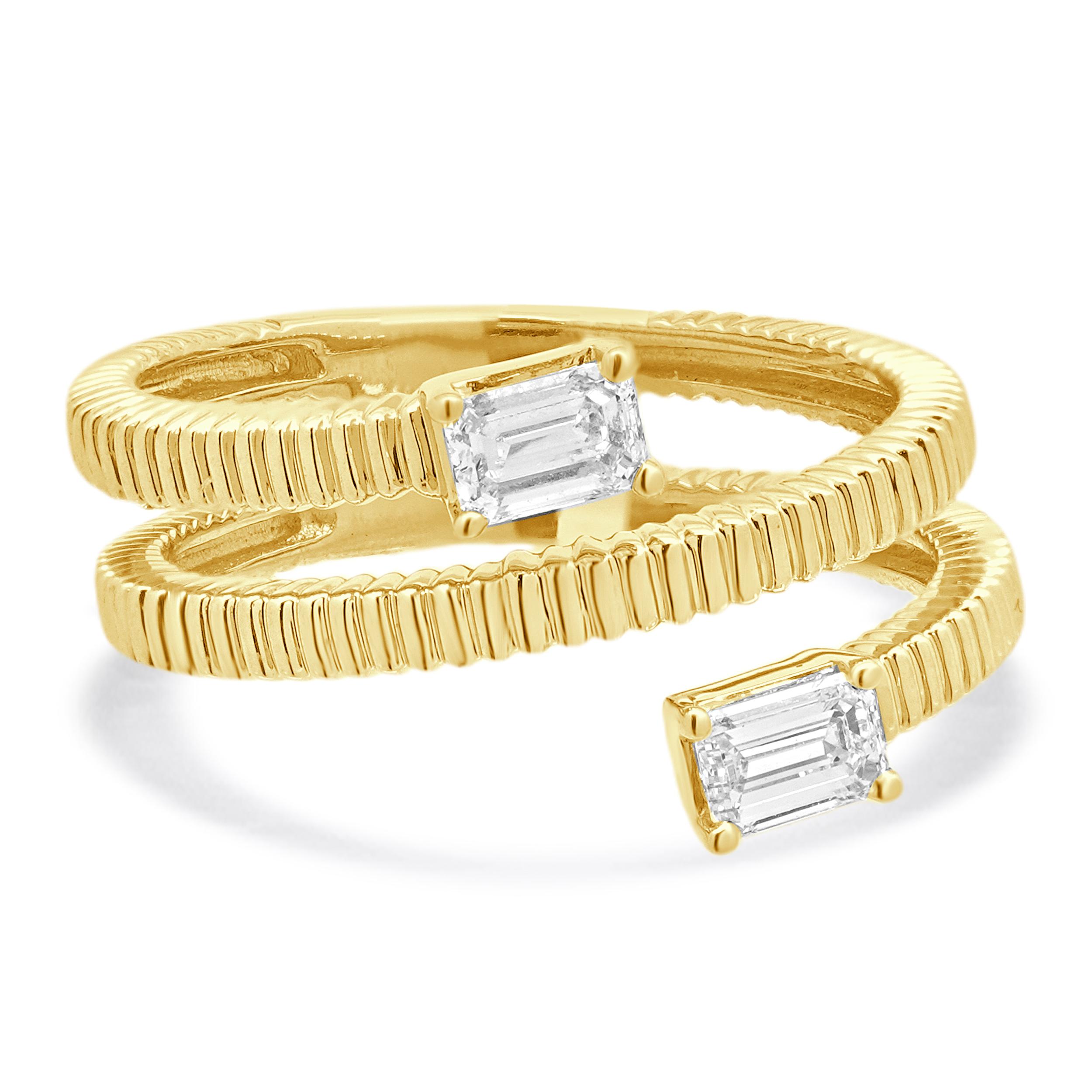 Bague de contournement en or jaune 14 carats avec diamant Excellent état - En vente à Scottsdale, AZ