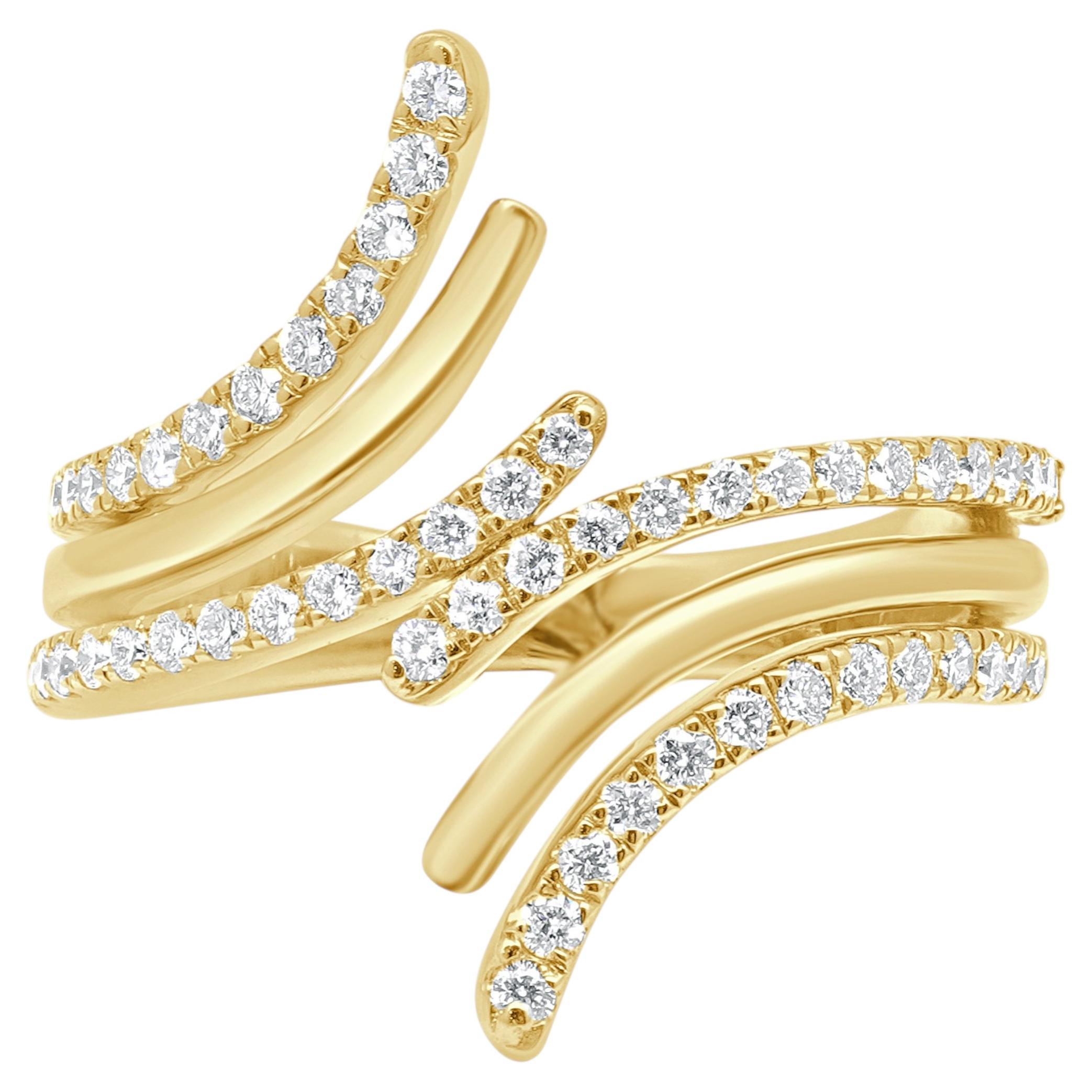 Anello bypass con diamante in oro giallo 14 carati