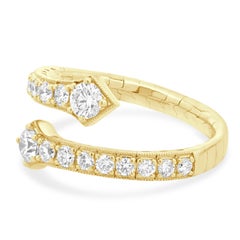 14 Karat Yellow Gold Diamond Bypass Serpenti Ring