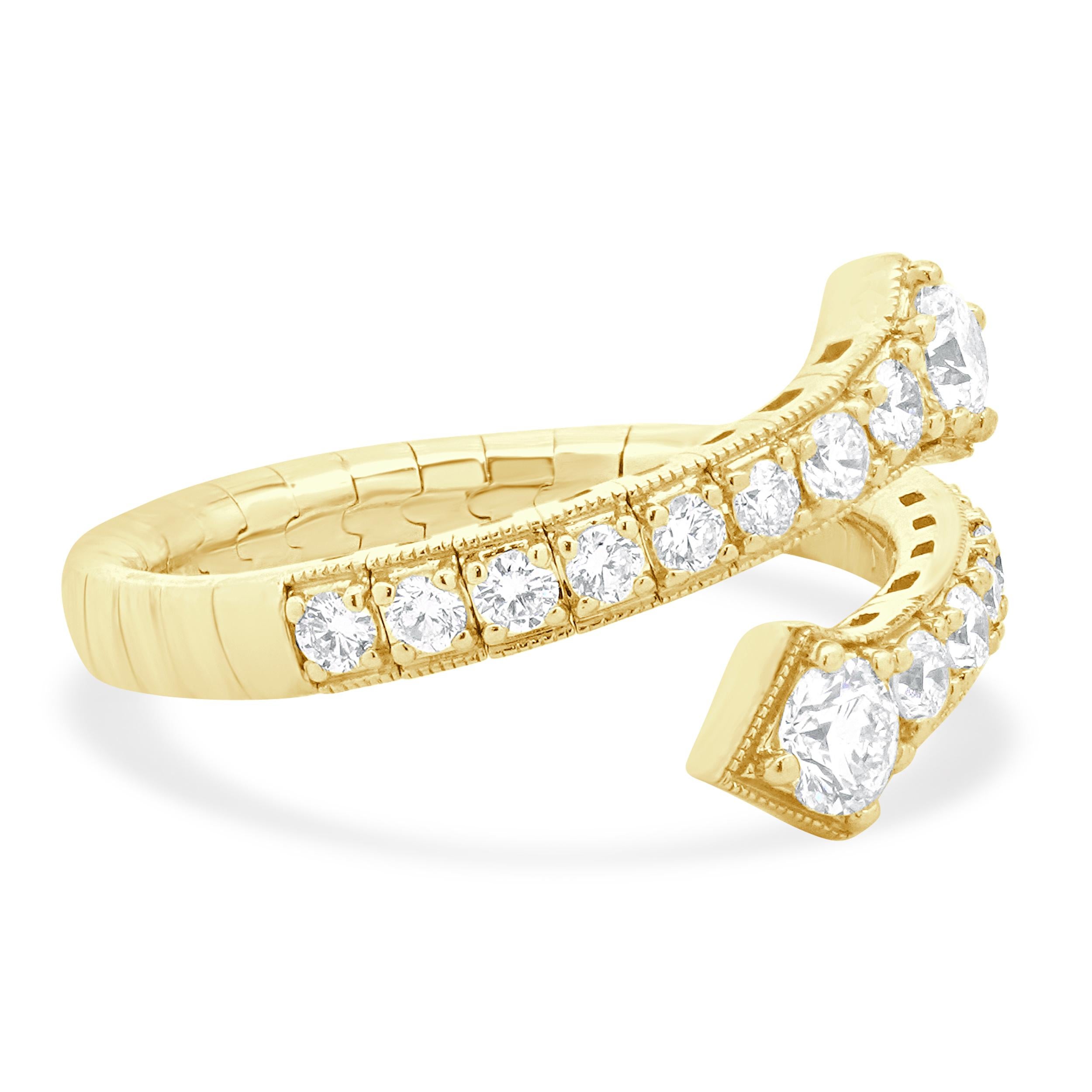 14 Karat Gelbgold Diamant Bypass Serpenti-Ring mit Bypass (Rundschliff) im Angebot