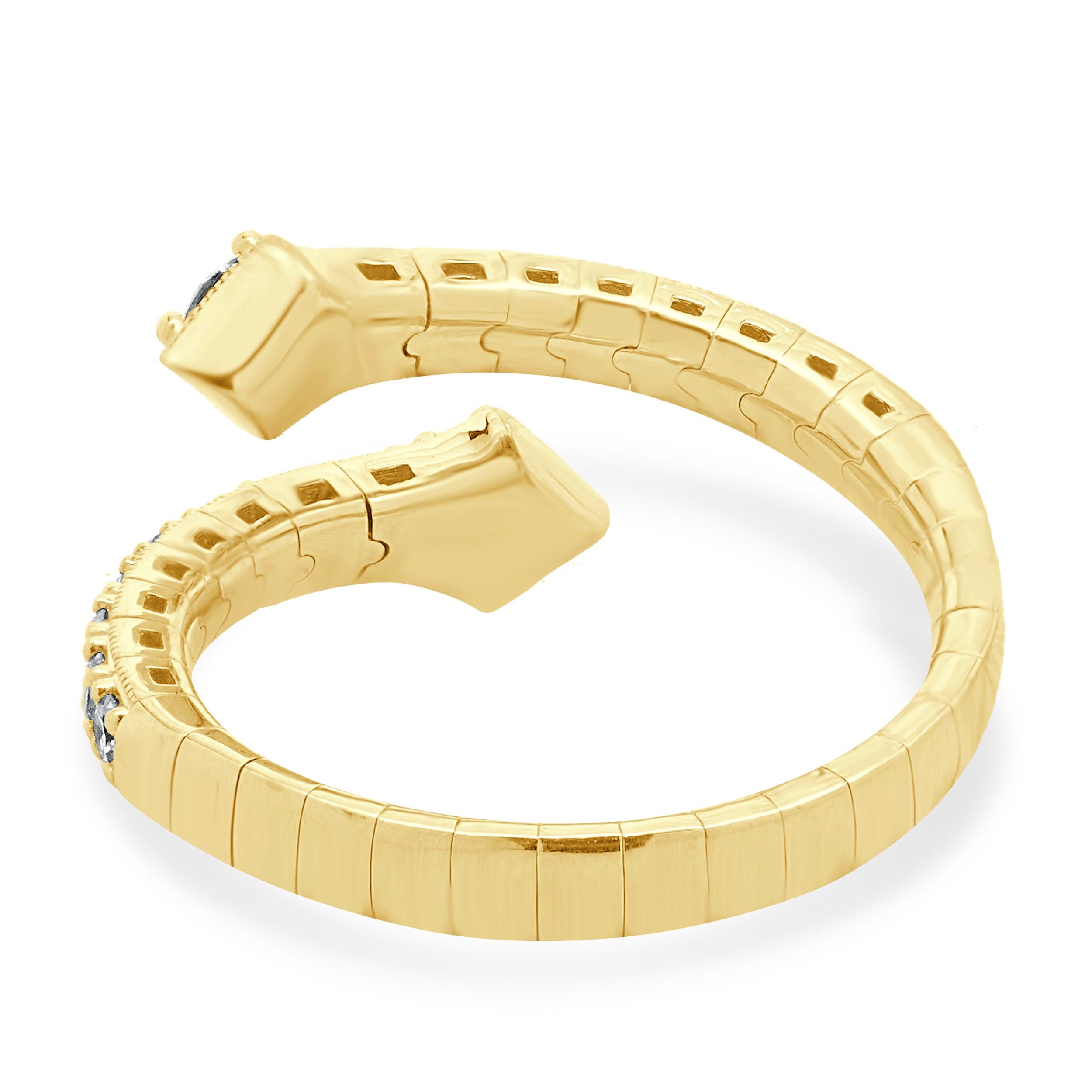 14 Karat Gelbgold Diamant Bypass Serpenti-Ring mit Bypass im Zustand „Hervorragend“ im Angebot in Scottsdale, AZ
