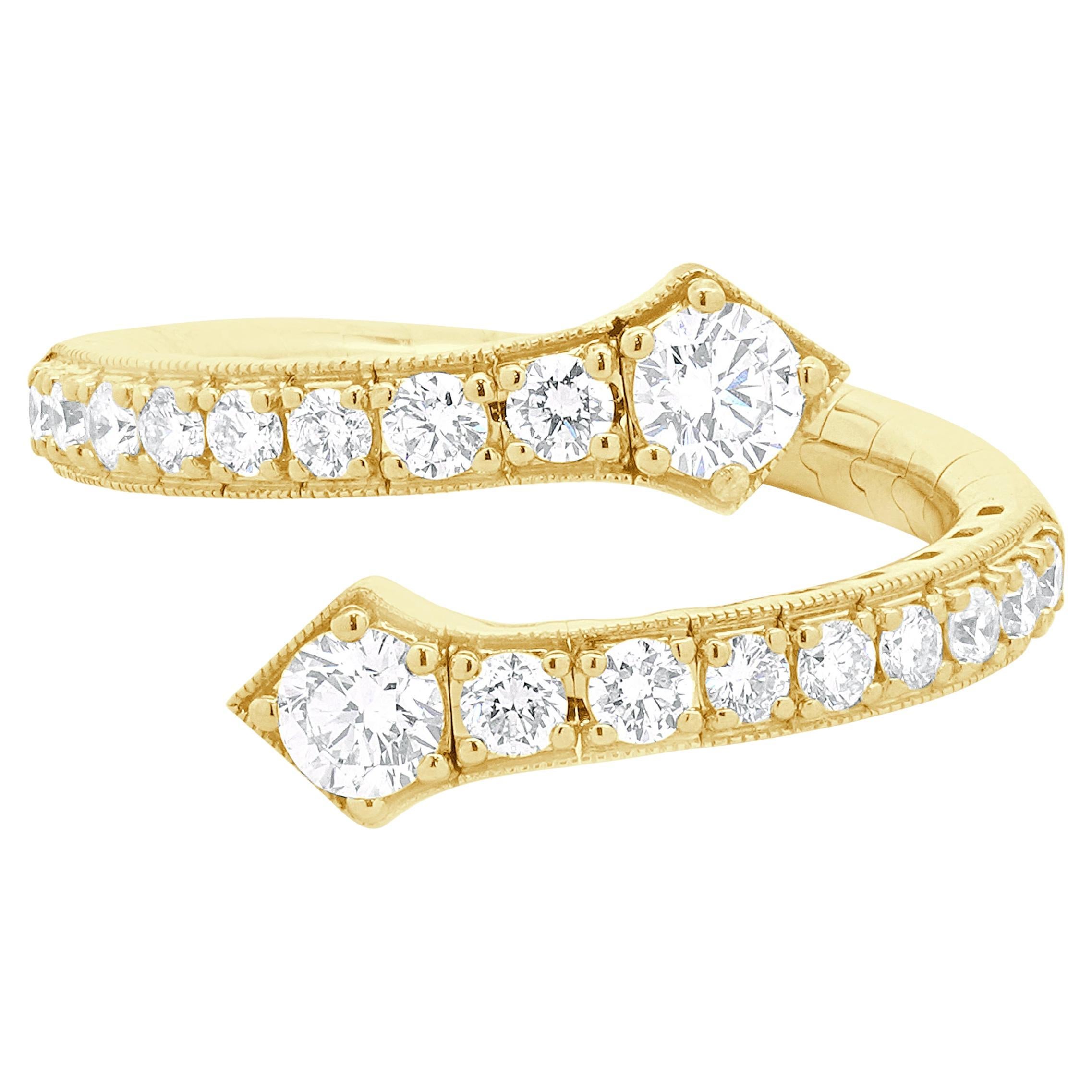 14 Karat Yellow Gold Diamond Bypass Serpenti Ring