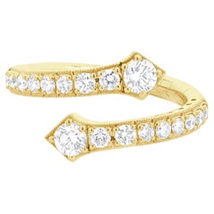 14 Karat Yellow Gold Diamond Bypass Serpenti Ring