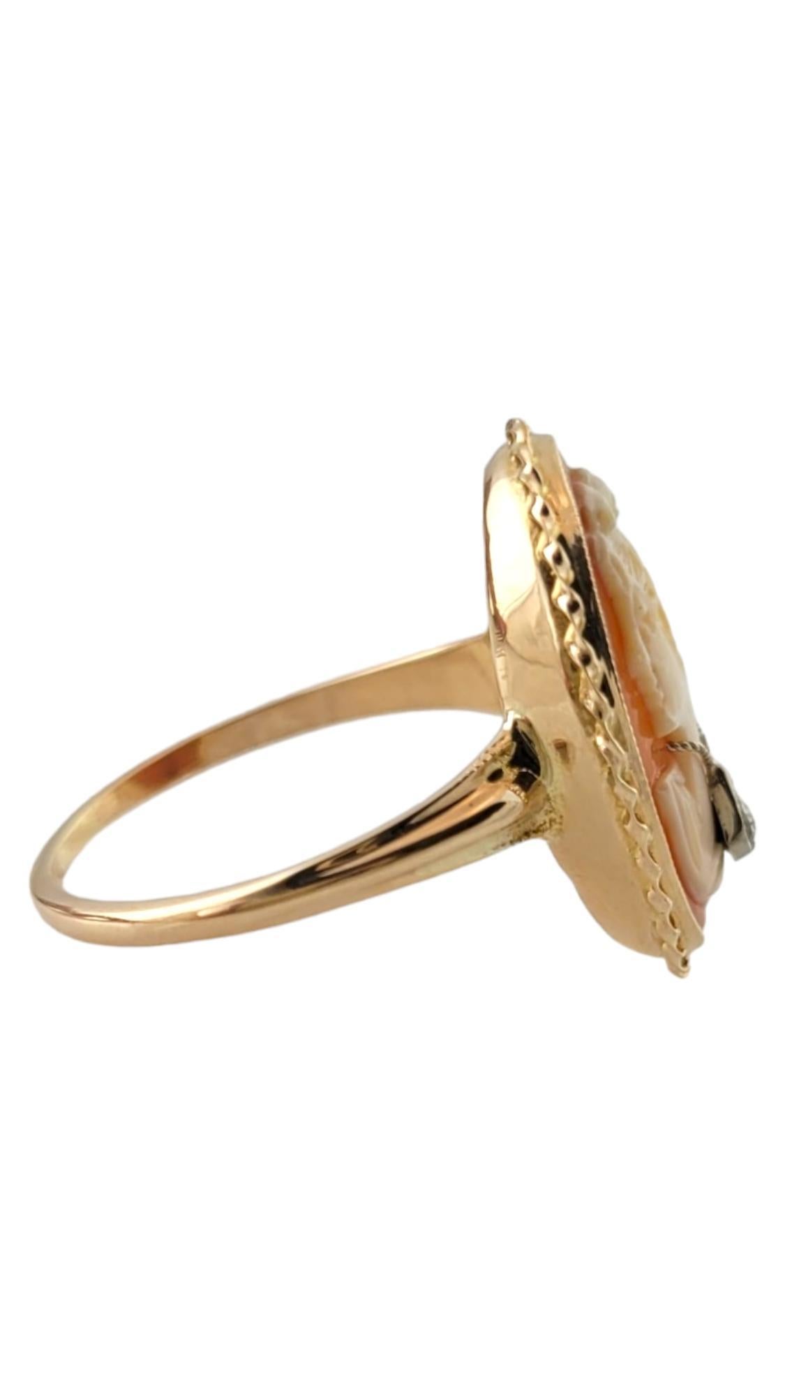 Single Cut 14 Karat Yellow Gold Diamond Cameo Ring Size 10.25 #17702