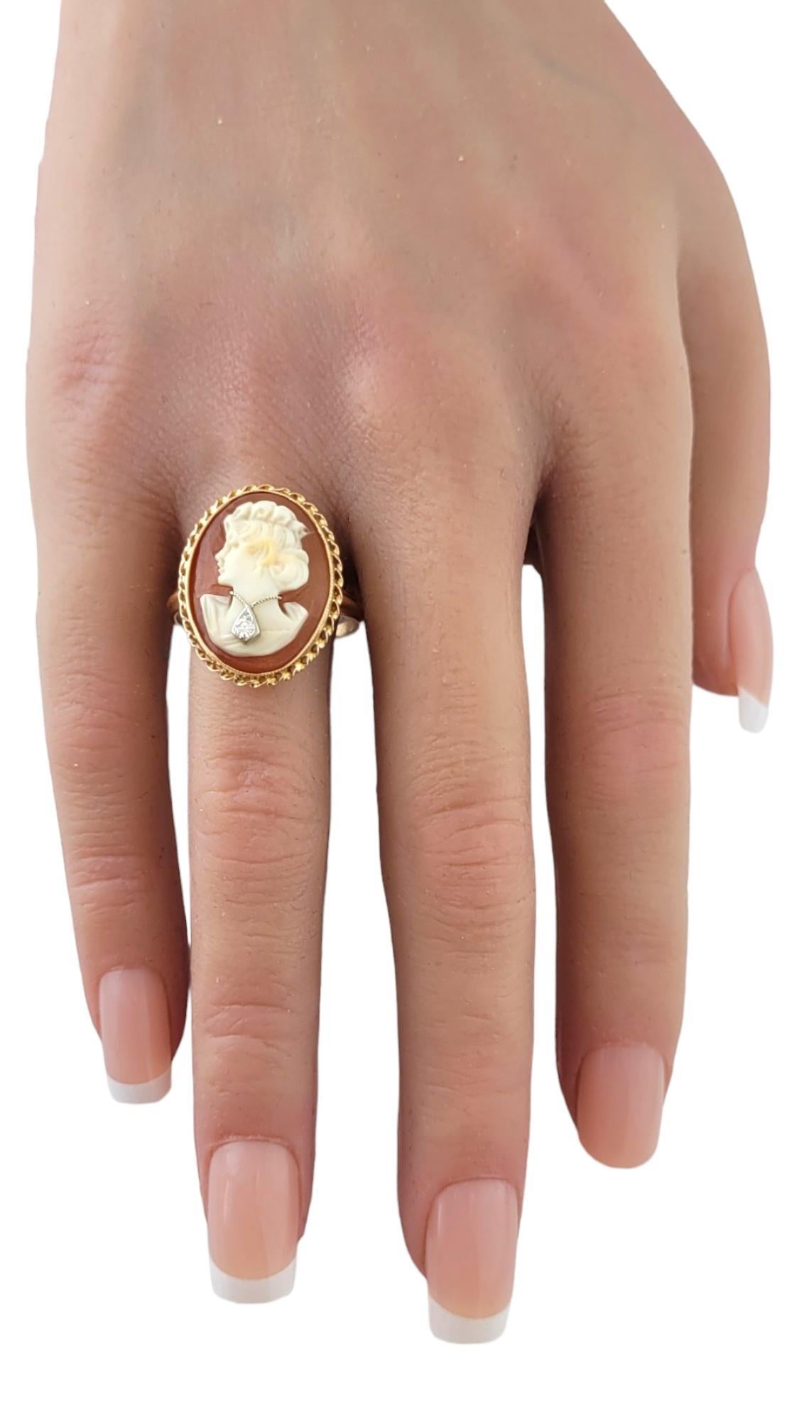 14 Karat Yellow Gold Diamond Cameo Ring Size 10.25 #17702 2