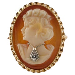 14 Karat Yellow Gold Diamond Cameo Ring Size 10.25 #17702