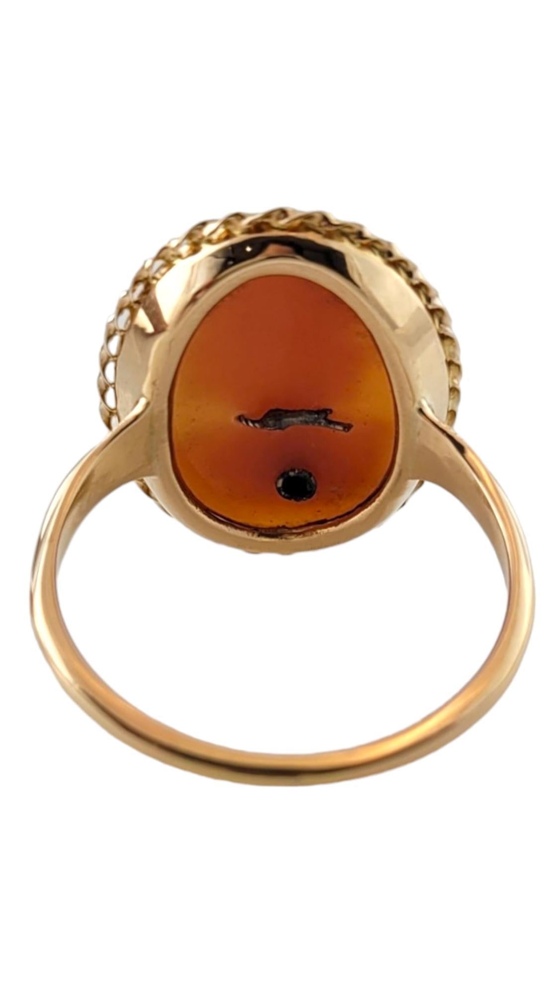 Bague camée en or jaune 14 carats avec diamants taille 10,25 n° 19196 Bon état - En vente à Washington Depot, CT