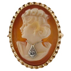 14 Karat Yellow Gold Diamond Cameo Ring Size 10.25 #19196