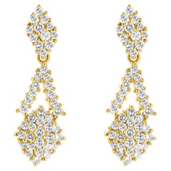 14 Karat Yellow Gold Diamond Chandelier Earrings