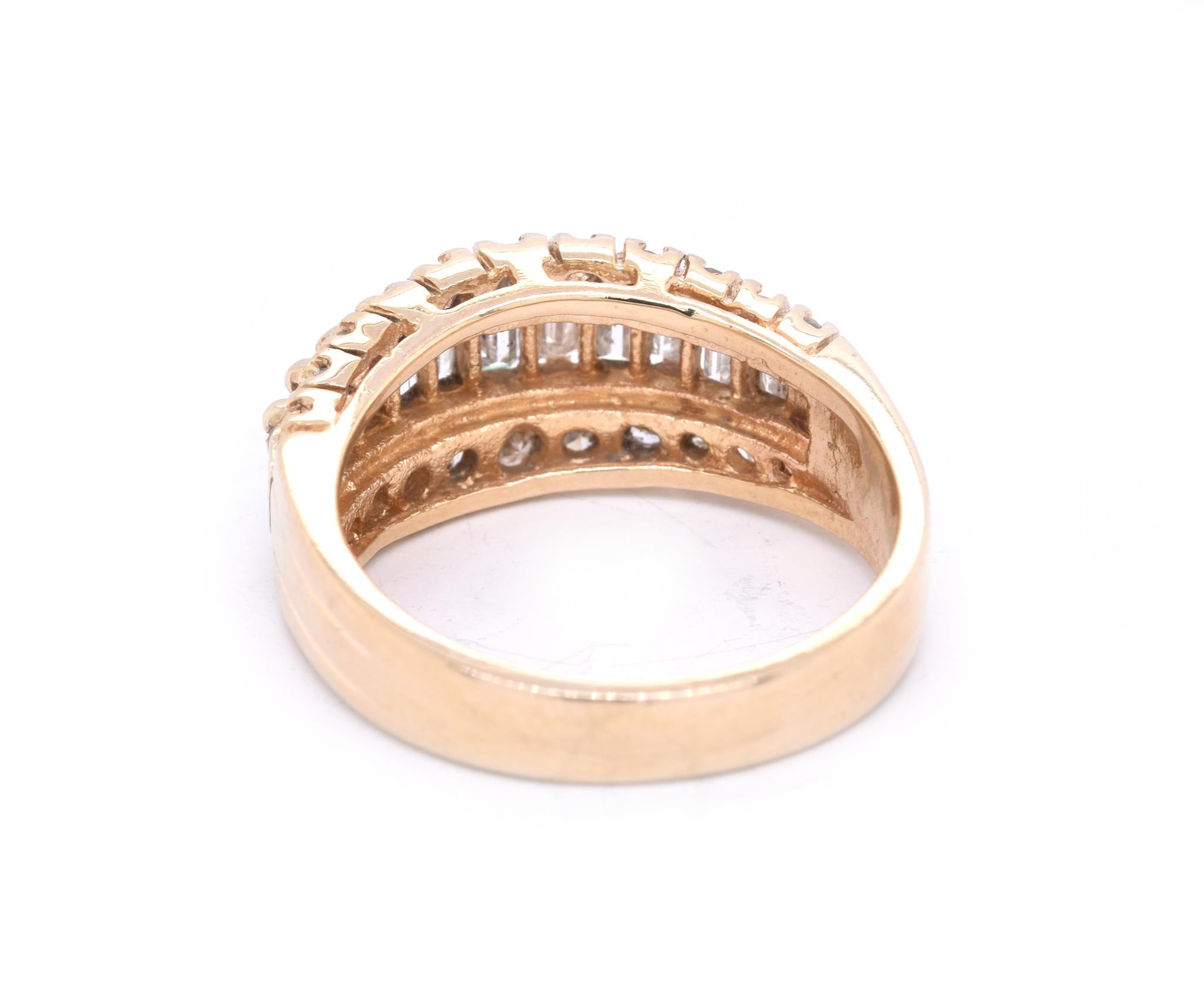Round Cut 14 Karat Yellow Gold Diamond Cigar Band