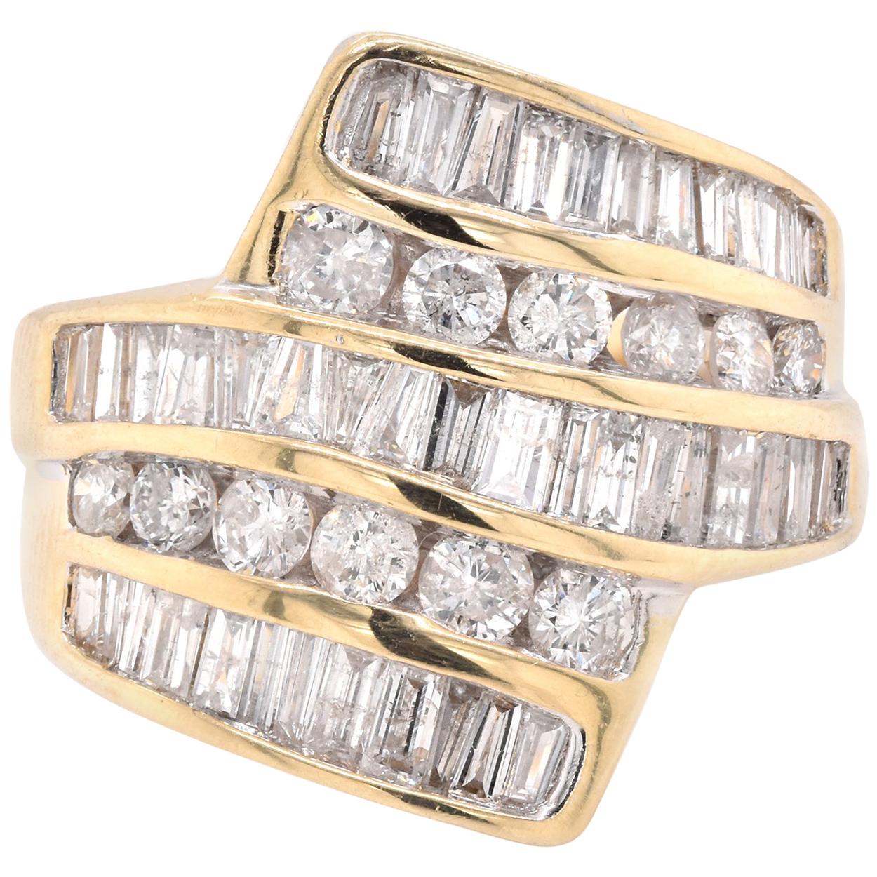 Emerald Ruby Diamond Cigar Band Ring Vintage 14 Karat Yellow Gold Estate Jewelry at 1stDibs