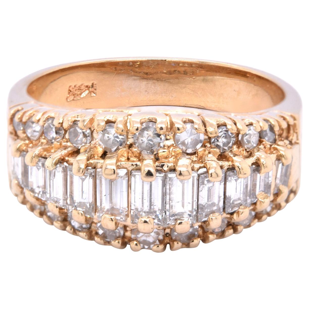 14 Karat Yellow Gold Diamond Cigar Band