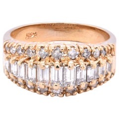 14 Karat Yellow Gold Diamond Cigar Band