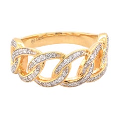 14 Karat Yellow Gold Diamond Circle Link Band