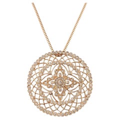 Collier pendentif circulaire en or rose 14 carats avec diamants