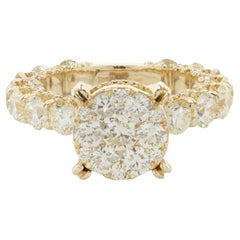 14 Karat Yellow Gold Diamond Cluster Engagement Ring