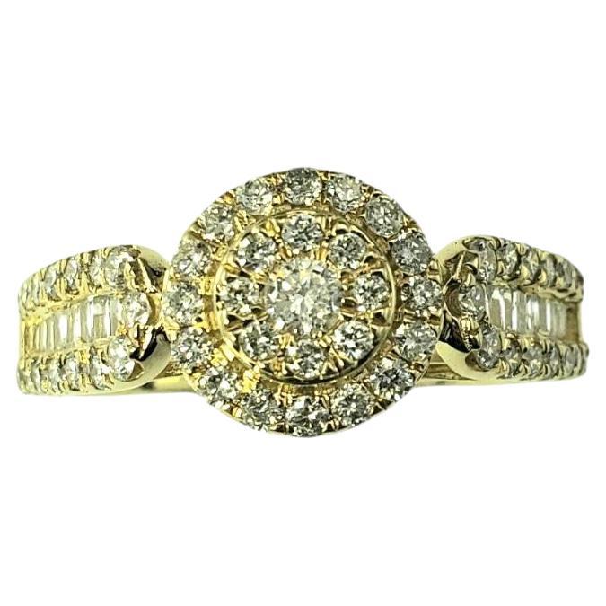 Bague halo en or jaune 14 carats sertie de diamants taille 7 #20712