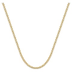 14 Karat Yellow Gold Diamond Cluster Tennis Necklace