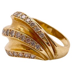 Anello cocktail con diamante in oro giallo 14 carati