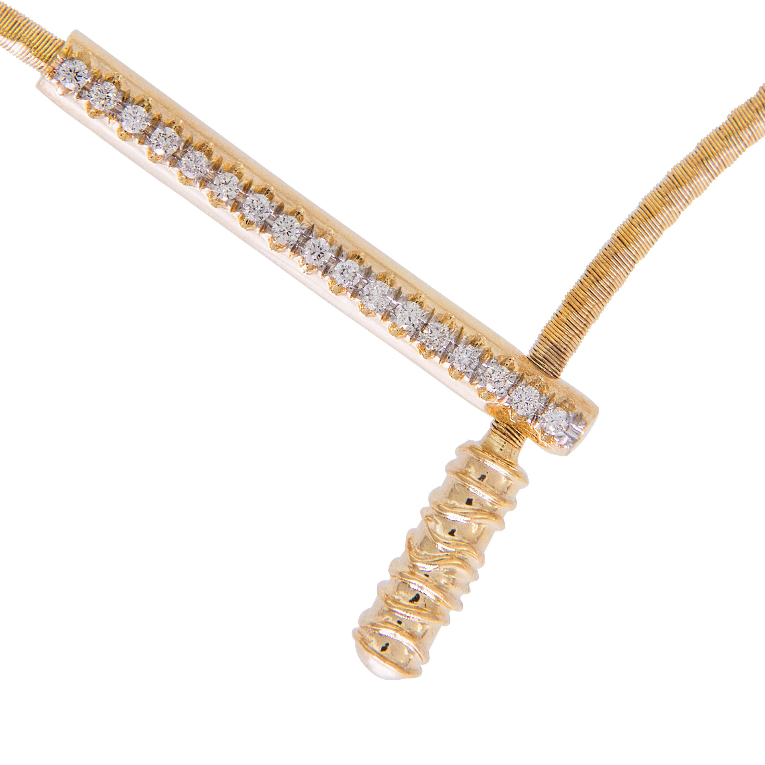 Taille ronde R. Reiss Collier lariat « Cocoon » en or jaune 14 carats et diamants en vente