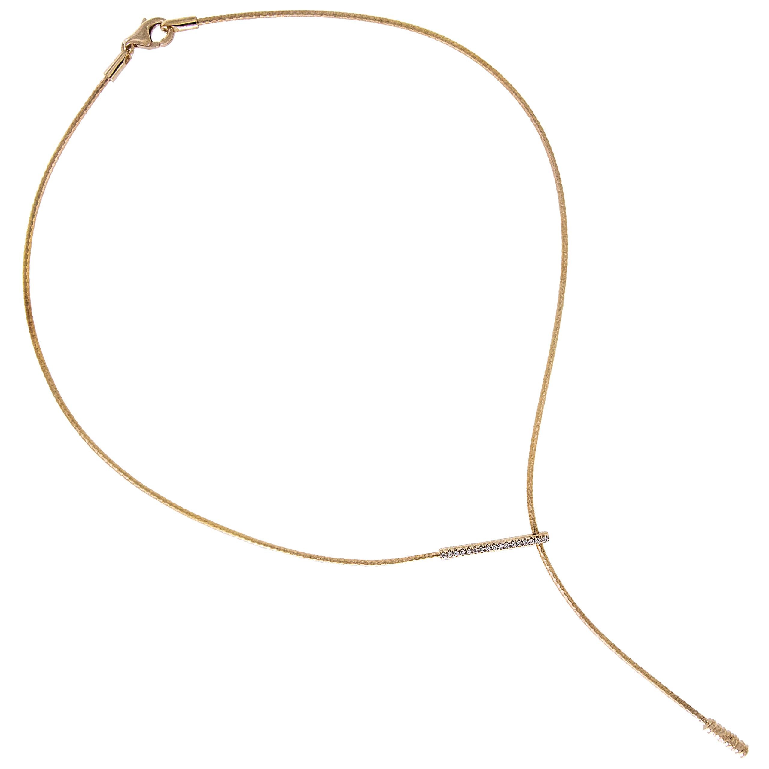 14 Karat Yellow Gold Diamond "Cocoon" Lariat Necklace by R. Reiss For Sale
